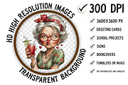 Funny Senior Lady Drinking Cocktail, an Illustration by Craft Nest (Thumbnail 2 of 9)