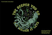 retro diver running from giant squid, a Branding & Logo Template by Judsart (Thumbnail 1 of 3)