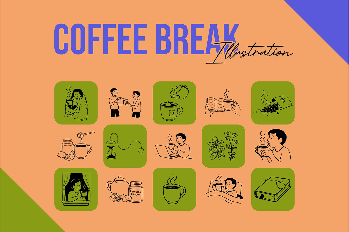 Coffee Break Illustrations, an Object Illustration by Rasgood (Photo 1 of 8)