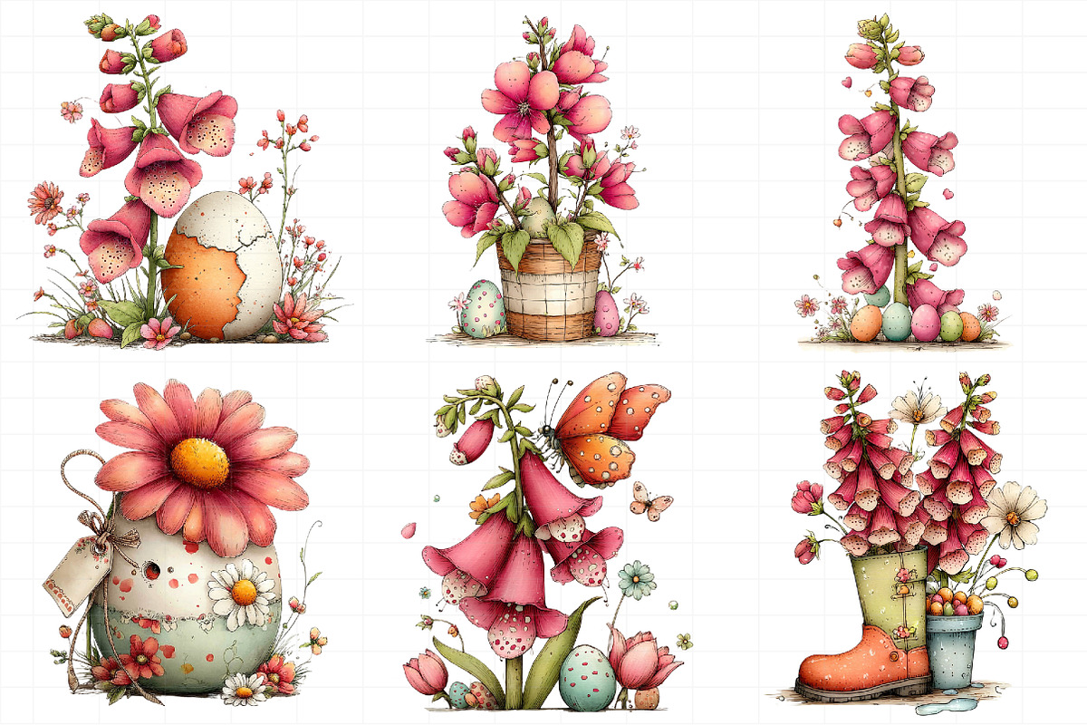 Whimsical Easter Foxglove Clipart, an Illustration by Daily.Designs (Photo 3 of 8)
