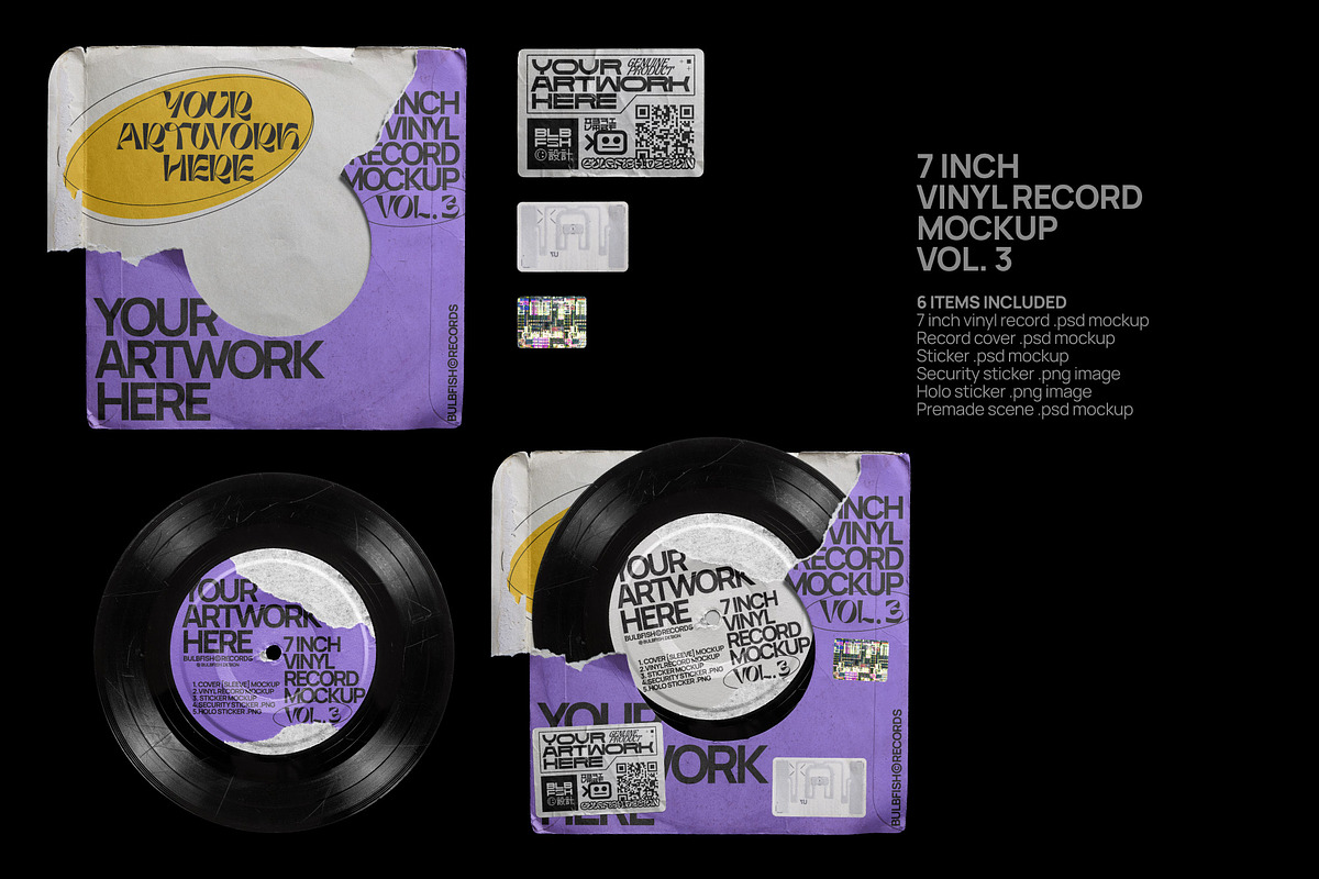7 Inch Vinyl Record - Mockups Bundle, a Packaging Mockup by BULBFISH (Photo 4 of 16)