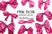 Watercolor clipart pink bows. Clipar, a Decorative Illustration by Julia Bogdan (Thumbnail 1 of 3)