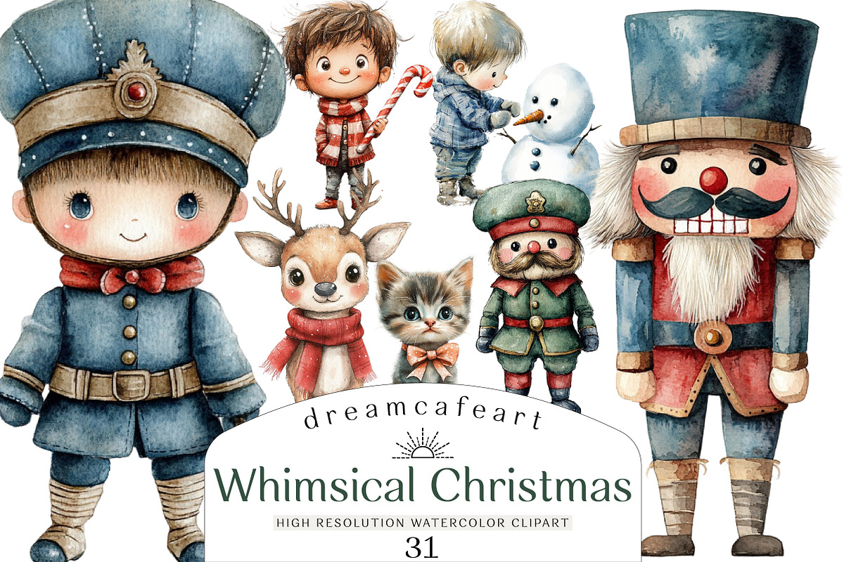 Whimsical Christmas Clipart, an Illustration by DreamCafeArt (Photo 1 of 4)