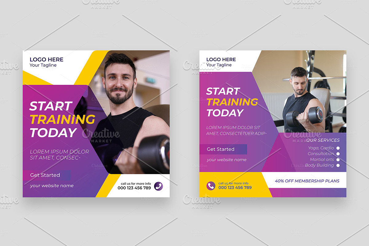 Fitness Social Media Post Template, a Social Media Template by mh_arif (Photo 4 of 4)