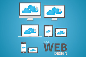 Cloud computing web design icon set, an Icon by Infographic Template Shop