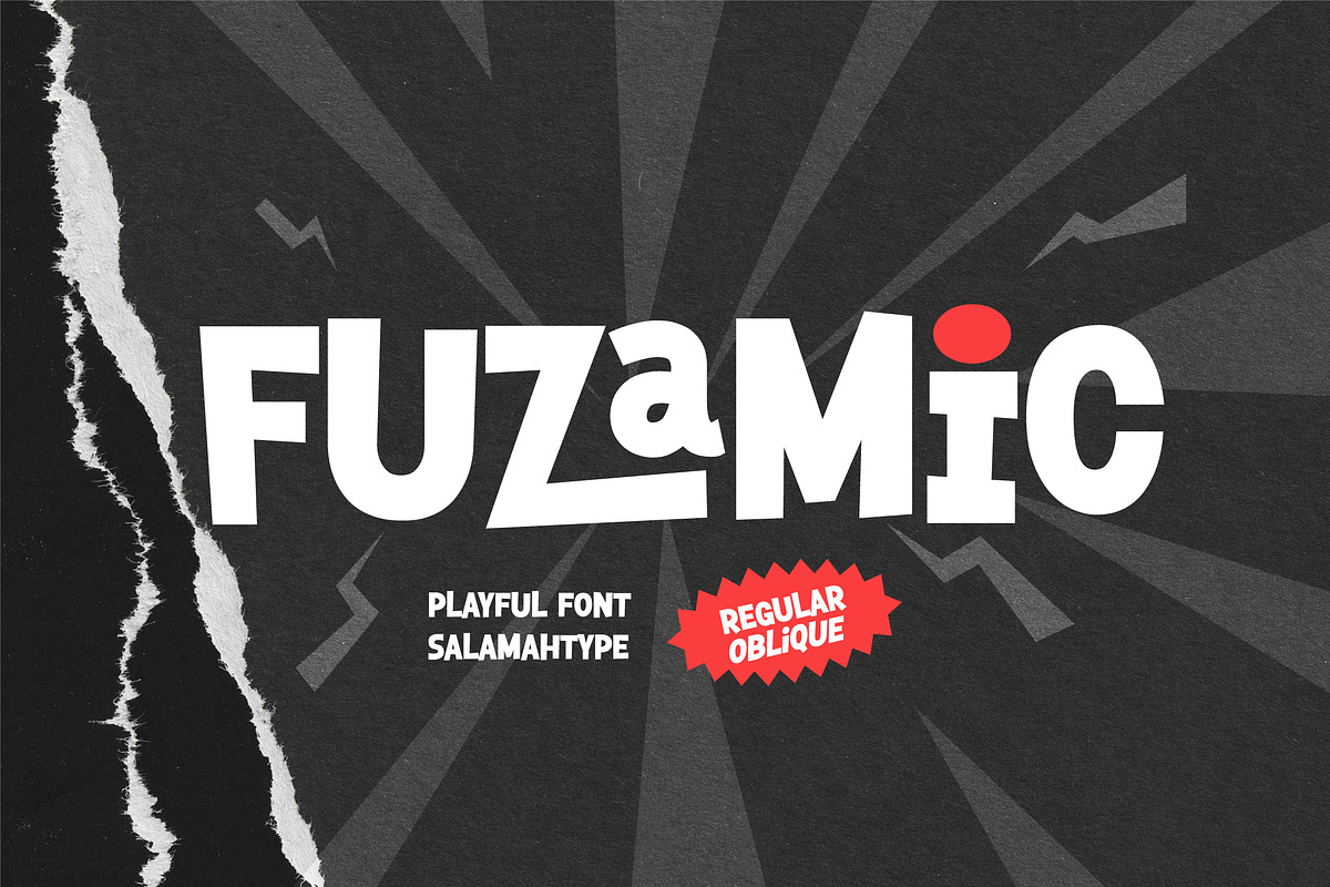 Fuzamic – Playful Comic Font, a Sans Serif Font by Salamahtype (Photo 1 of 7)