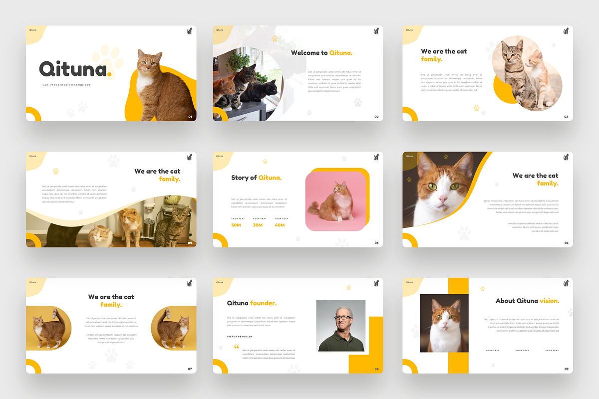 Qituna - Cat animal PowerPoint, a Presentation Template by BeadyLab (Photo 2 of 6)