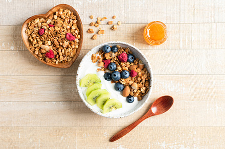 Bowl of crunchy honey granola, a Food & Drink Photo by The baking man