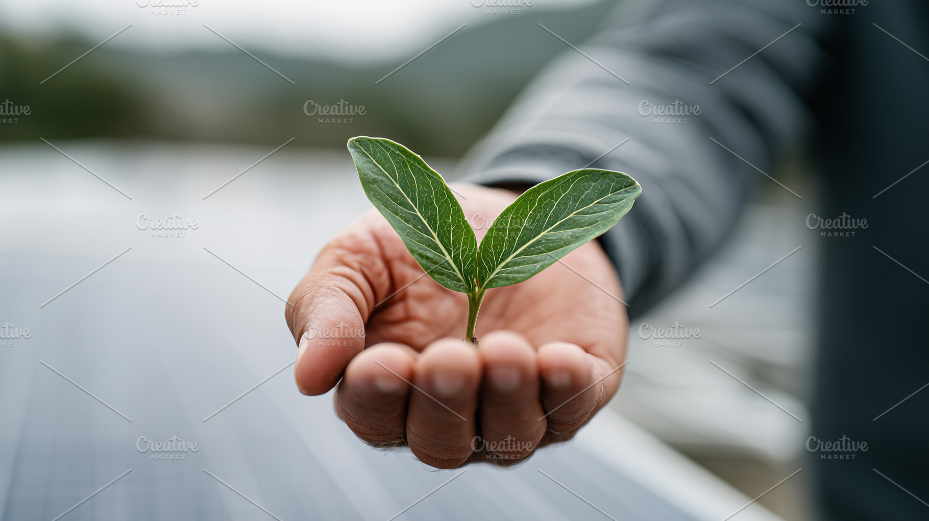 Man holds a small green seedling in, a Nature Photo by MistyDay
