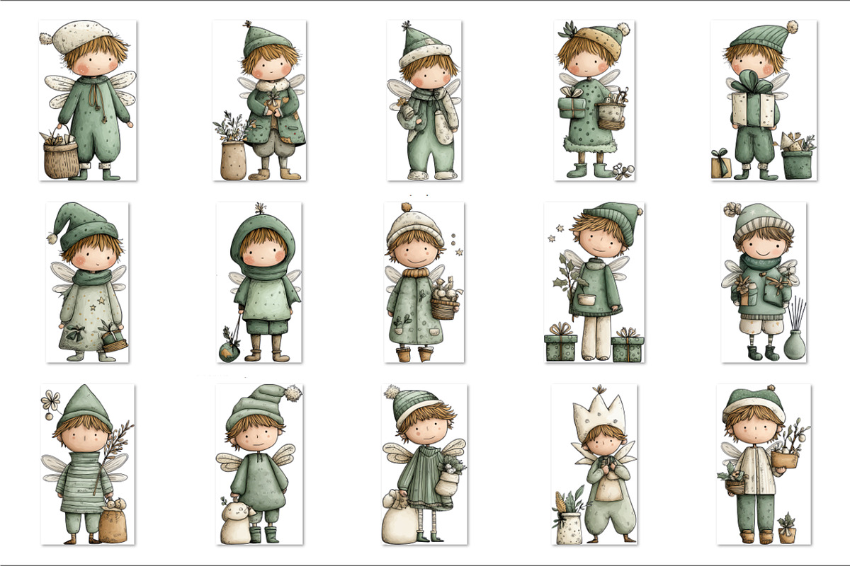 Whimsical Christmas Fairy Clipart, a Seasonal Illustration by V Design Creator (Photo 4 of 8)