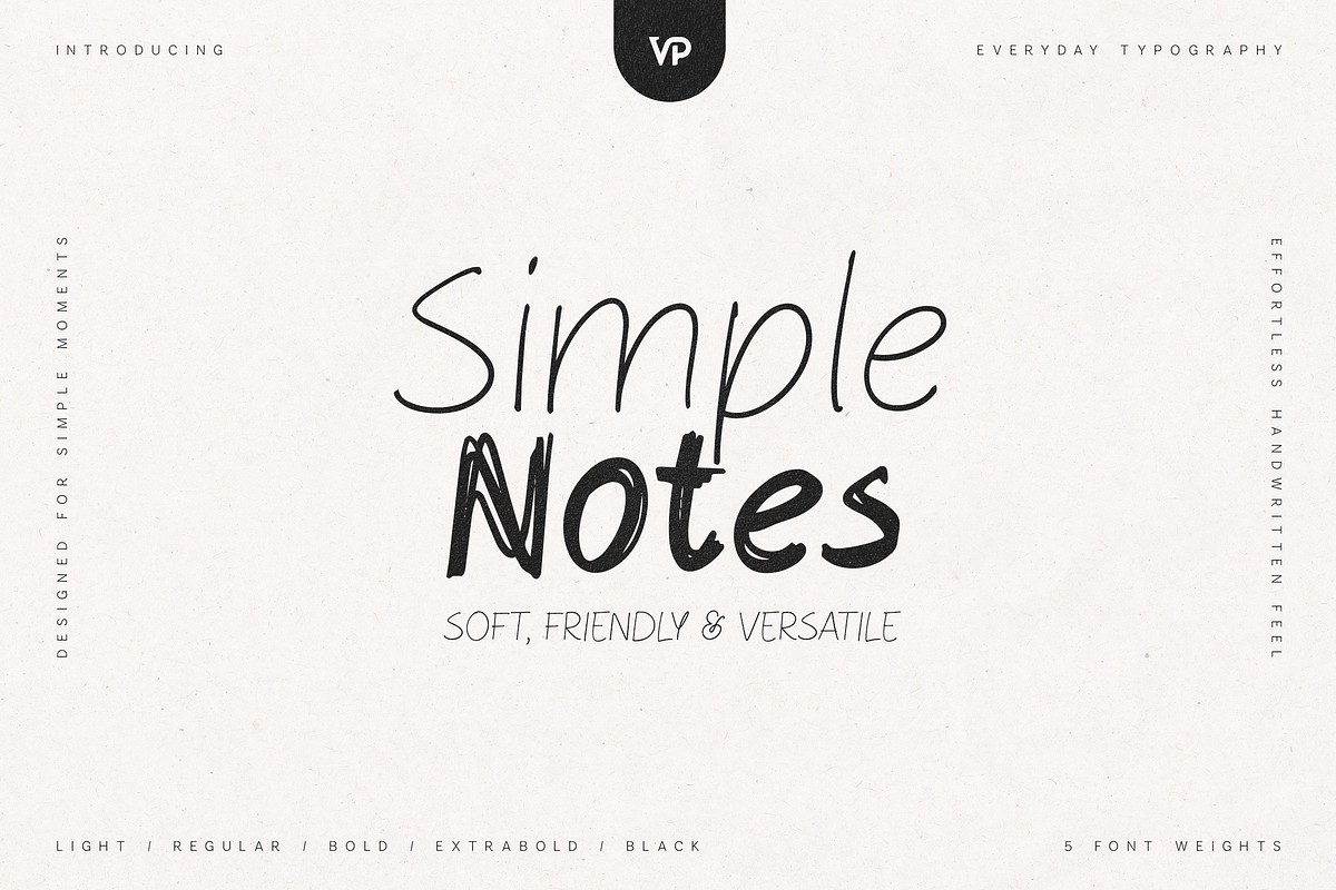 Simple Notes – Soft Handwritten Font, a Handwritten Font by VP Fonts (Photo 1 of 12)