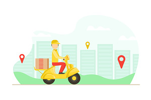 Pizza Express Delivery Service, a Transportation Illustration by TopVectors