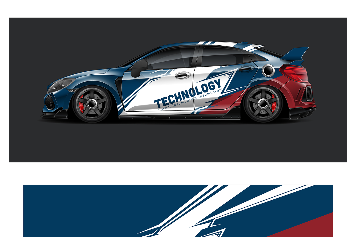 Dynamic Racing Car Wrap Design, a Seasonal Illustration by CarWrap design (Photo 4 of 4)