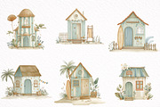 Beach Huts Summer Clipart, an Illustration by DreamArtGraphic (Thumbnail 5 of 8)