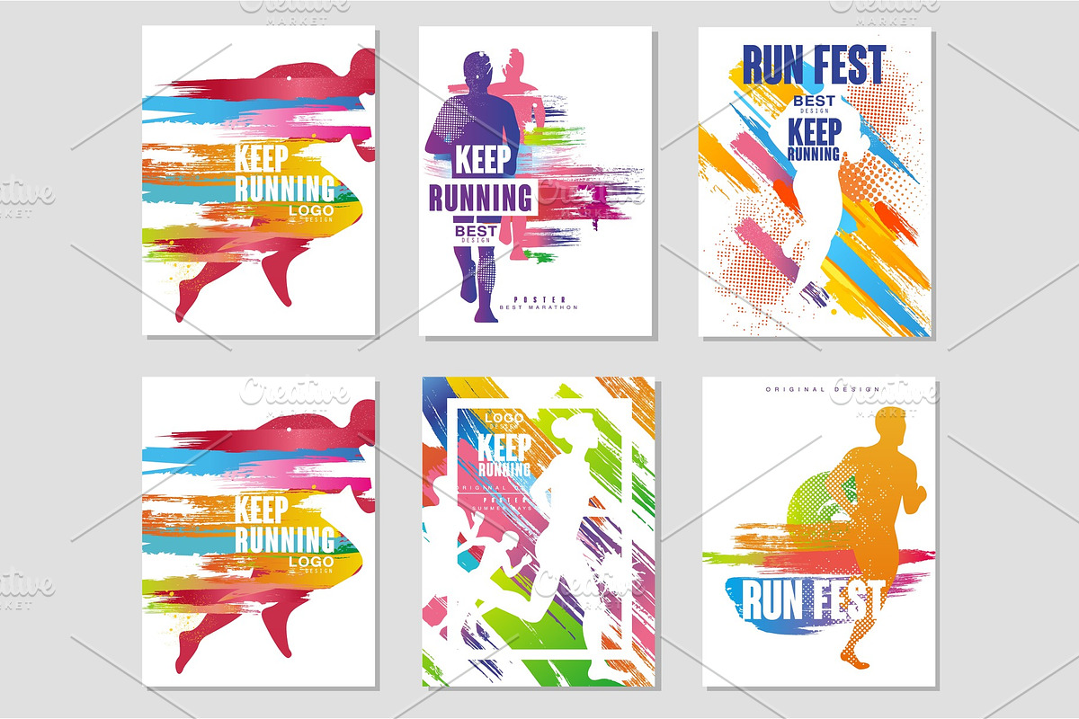 Run fest posters set, sport and, a Healthcare Illustration by TopVectors