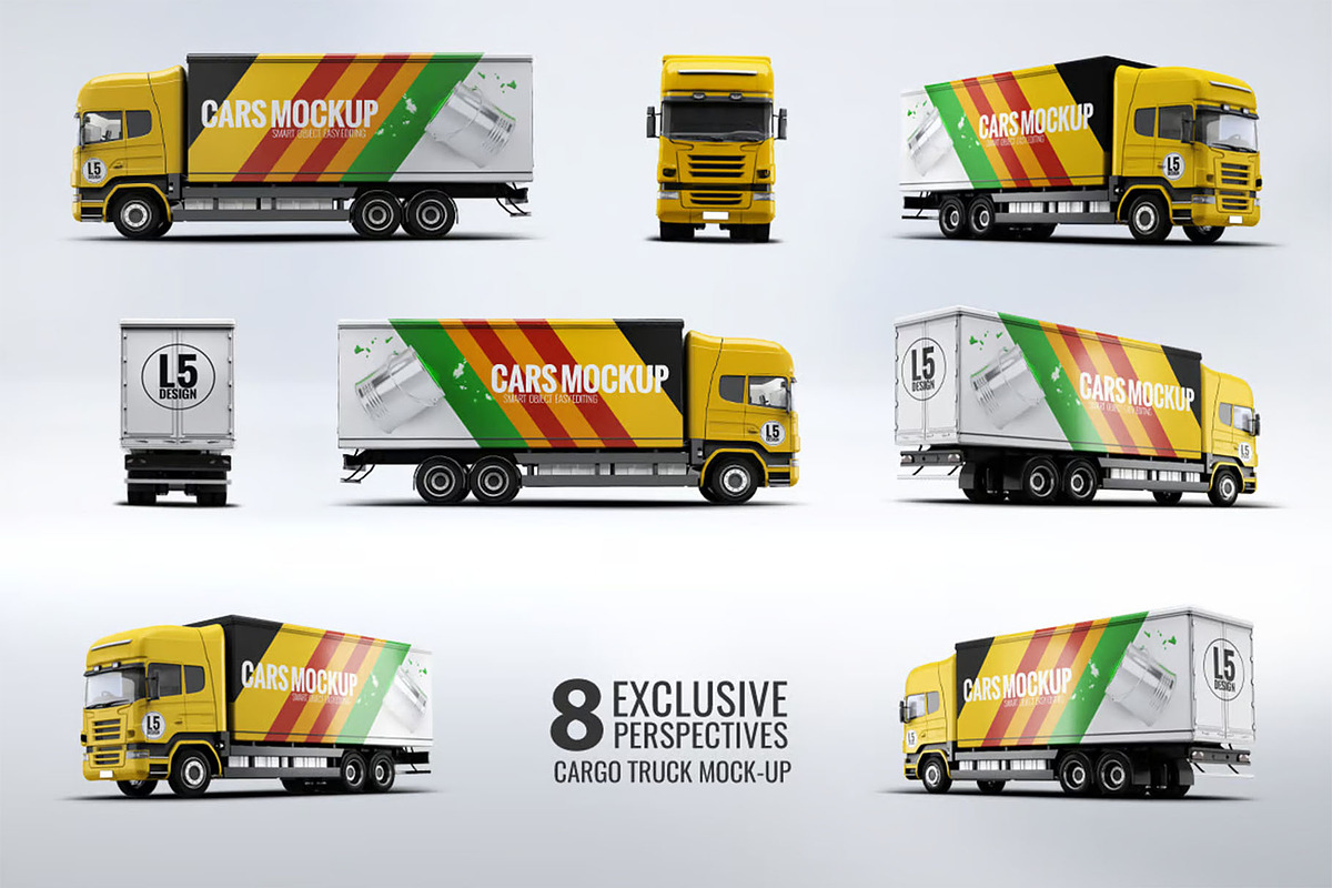 Cargo Truck Mock-Up, a Product Mockup by DesignRushMarket (Photo 1 of 6)