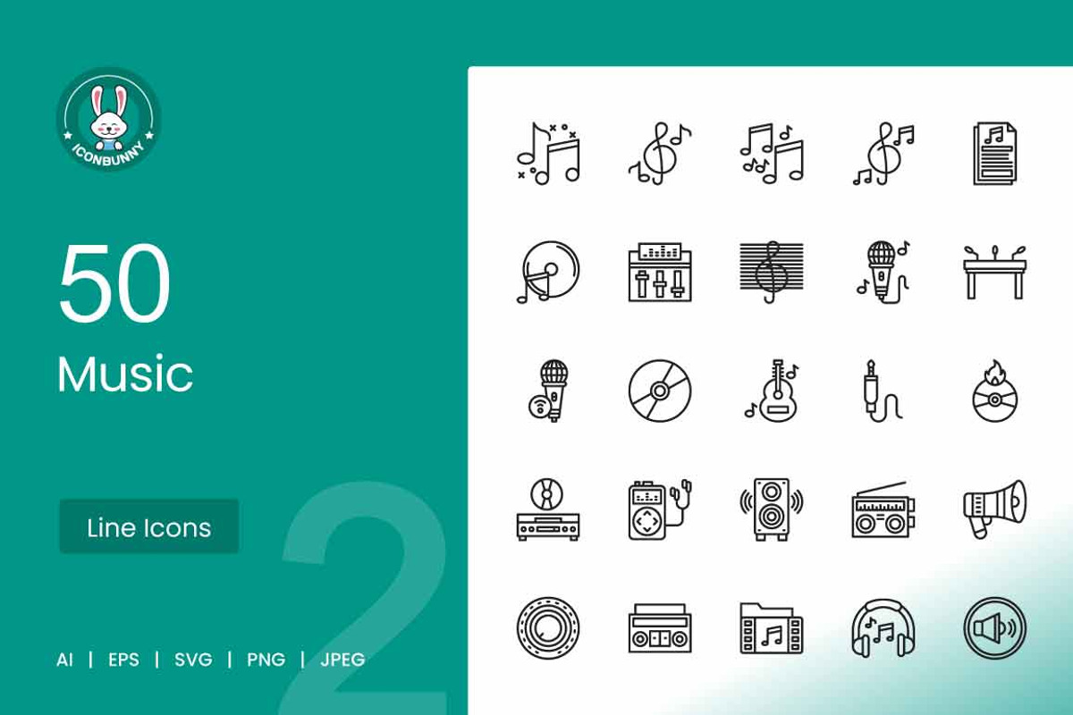 Music Line Icons, an Icon by IconBunny