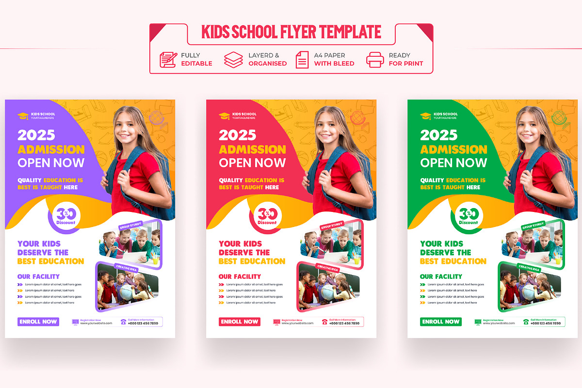 Kids school Admission Flyer Template, a Marketing Template by Mk_Studio (Photo 9 of 11)