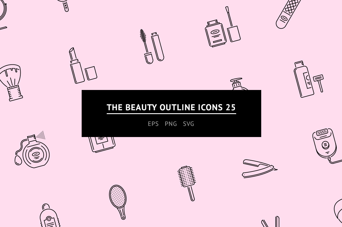 The Beauty Outline Icons 25 by Last Spark  Creative Market