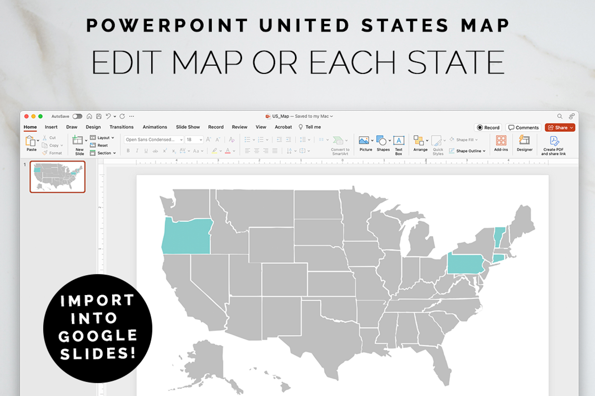 Editable USA Map PowerPoint Template, a Presentation Template by Bdemm Studio (Photo 3 of 6)