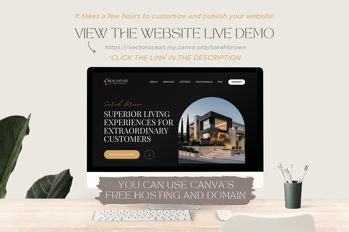 Real Estate Canva Website Template, a Landing Page Template by vectorocean