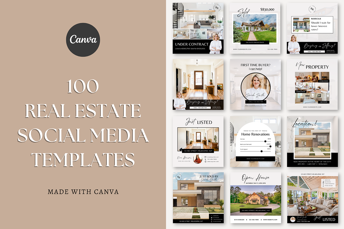 Real Estate Social Media Templates, a Social Media Template by Gebers Marketing & Design (Photo 1 of 10)