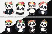 Floral Panda Clipart, a Graphic by Artnoy (Thumbnail 2 of 5)