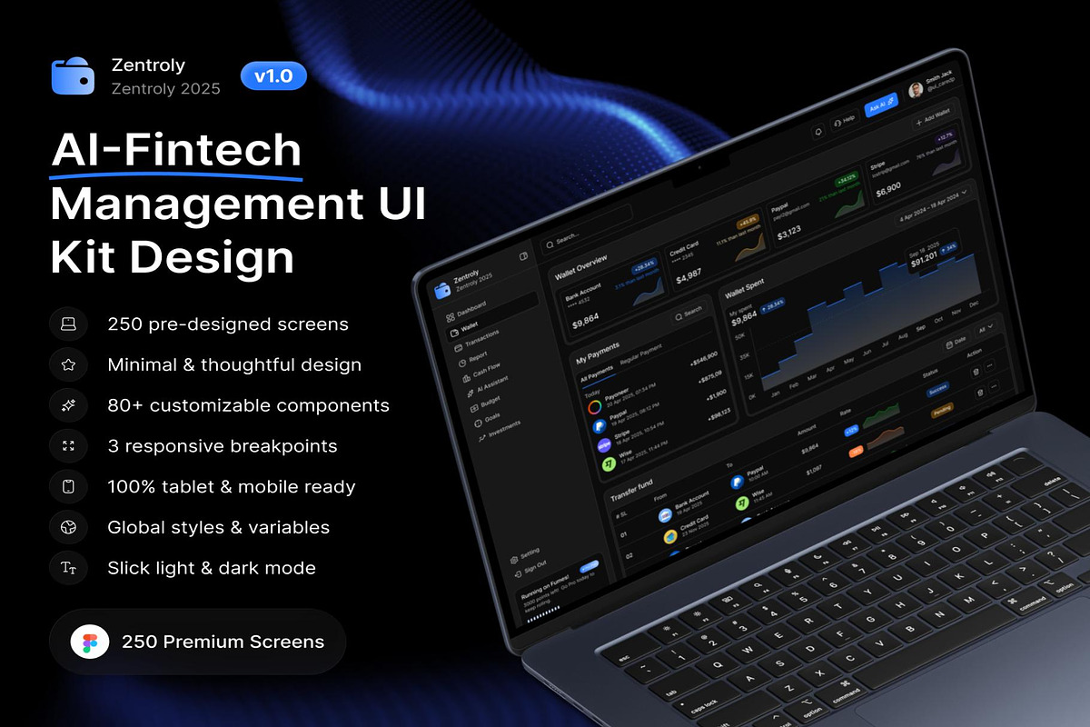 Zentroly Fintech Web &Mobile UIKit, an UI Kit Template by Creative Perspective (Photo 1 of 5)