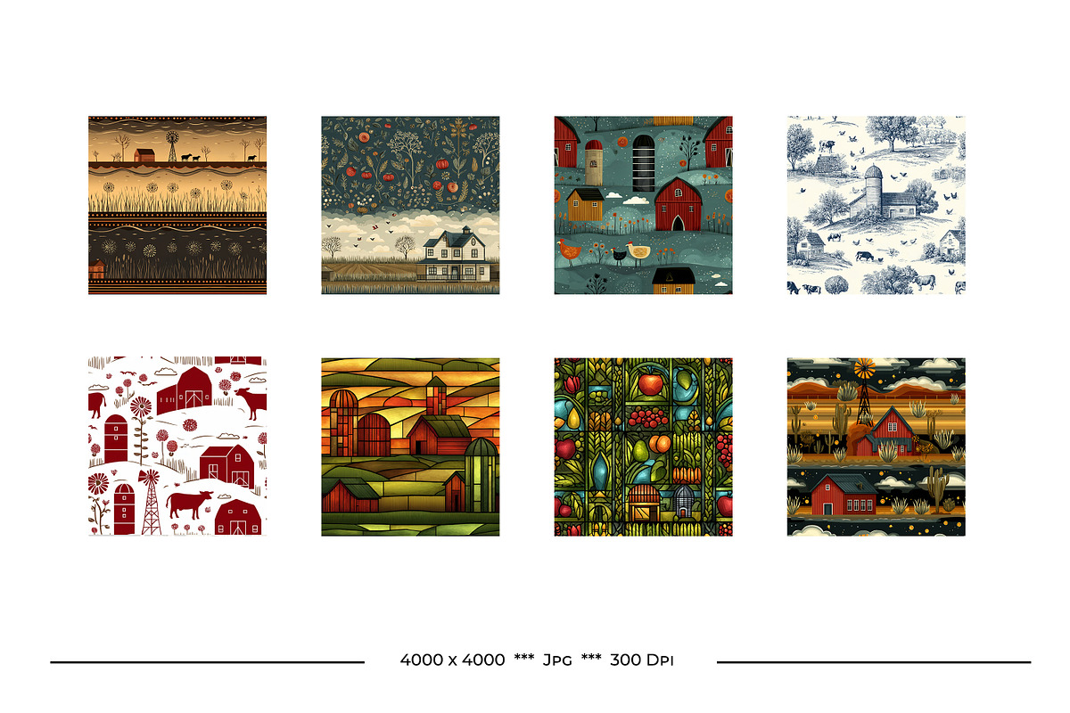 On The Farm Retro Art Style Patterns, a Pattern Graphic by karenfoleyphoto (Photo 15 of 18)