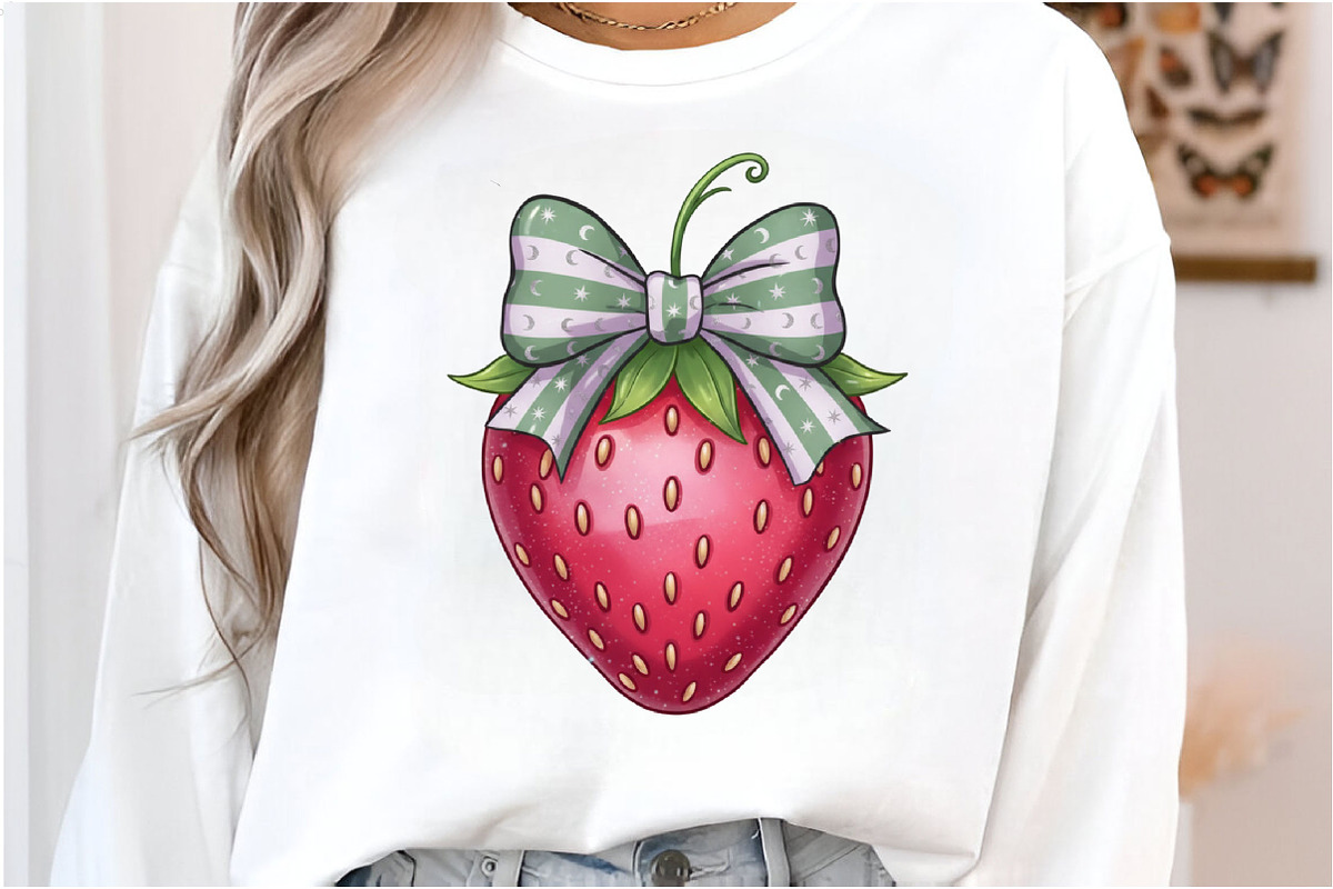 Cute Coquette Bow Strawberry Summer, an Illustration by Designking (Photo 2 of 6)