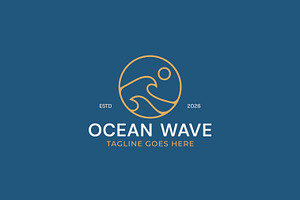 Ocean wave logo circle badge, a Branding & Logo Template by Signatoro