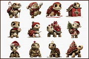 Whimsical Christmas Turtle Clipart, an Illustration by Sublimation Artist (Thumbnail 3 of 6)