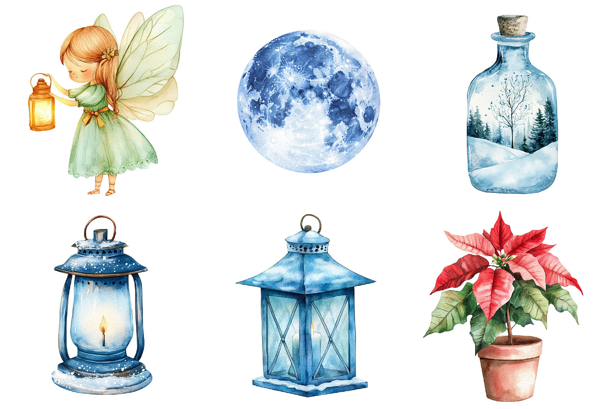 Watercolor Christmas Cute Fairy, an Illustration by CitraGraphics (Photo 5 of 5)
