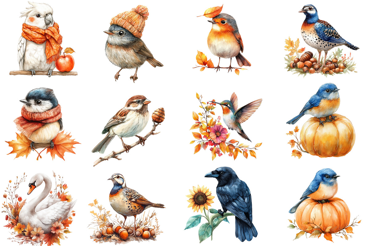Autumn Birds Clipart, an Illustration by Designworld (Photo 4 of 5)