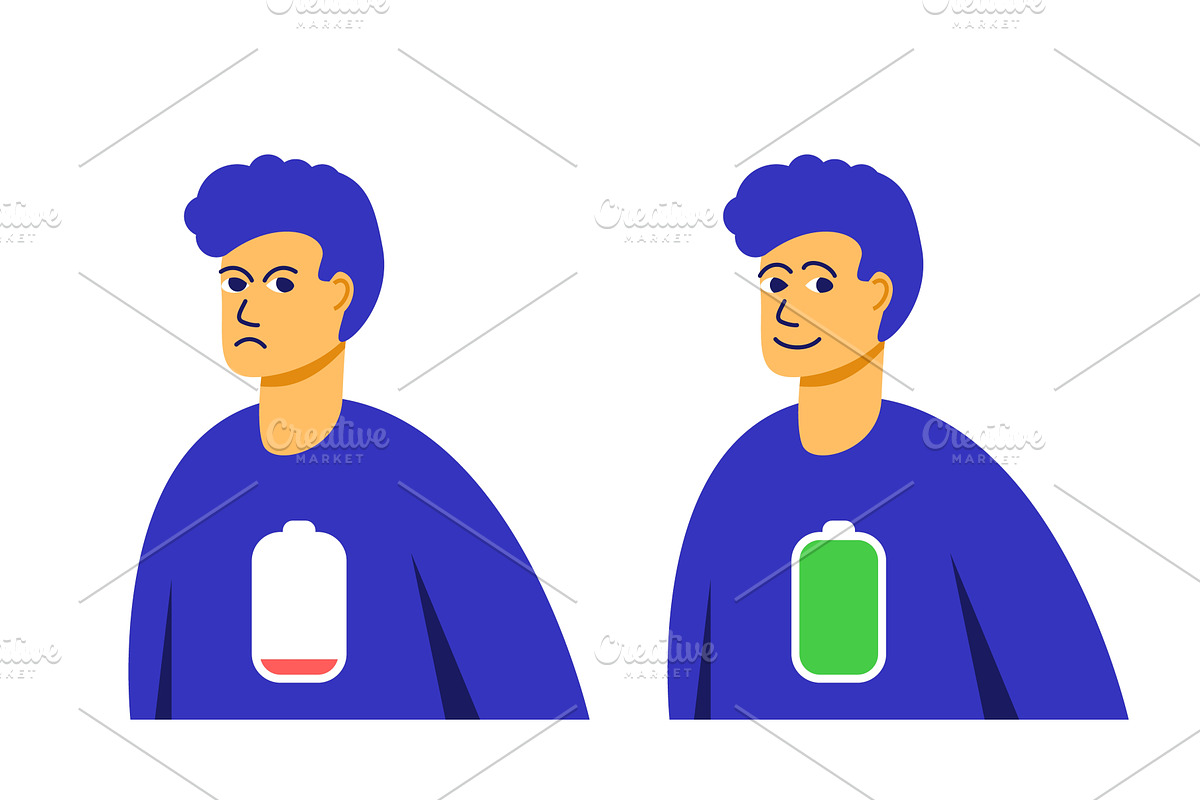 Two men stand side by side with low, an Object Illustration by Woters little shop