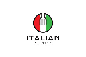 fork circle geometric italian logo, a Branding & Logo Template by devastd