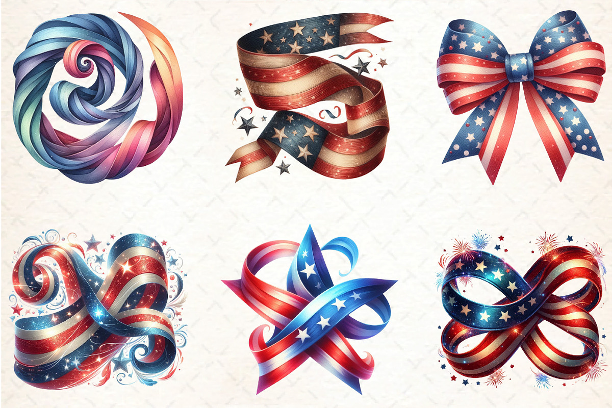 Ribbon Patriotic 4th of July Clipart, an Illustration by DreamCafeArt (Photo 3 of 7)