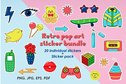 Retro pop art sticker bundle, an Object Illustration by JulyGart (Thumbnail 1 of 6)