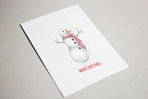 Cute Watercolor Snowmen Set