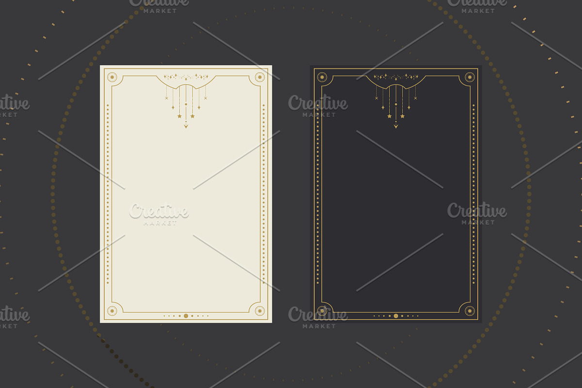 Vector Tarot Card Frame Templates, a Decorative Illustration by PsychocheArt (Photo 6 of 9)