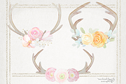Rustic Watercolor Antlers & Flowers, a Texture Illustration by WeLivedHappilyEverAfter (Thumbnail 4 of 5)