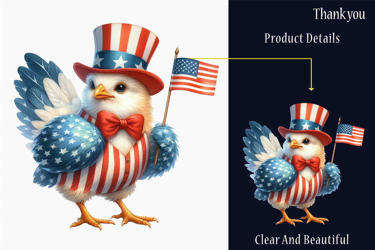 Patriotic USA Chicken Clipart, a Graphic by designcity5 (Photo 5 of 5)