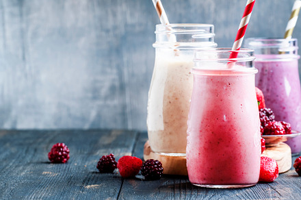 Selection of pink berry smoothies an, a Background Photo by 5PH