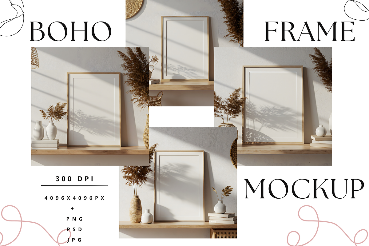 Boho Frame Mockup, a Mockup by StormDigitalArt