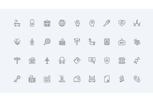 Buy sell house rent real icons, an Object Illustration by Lemberg Vector