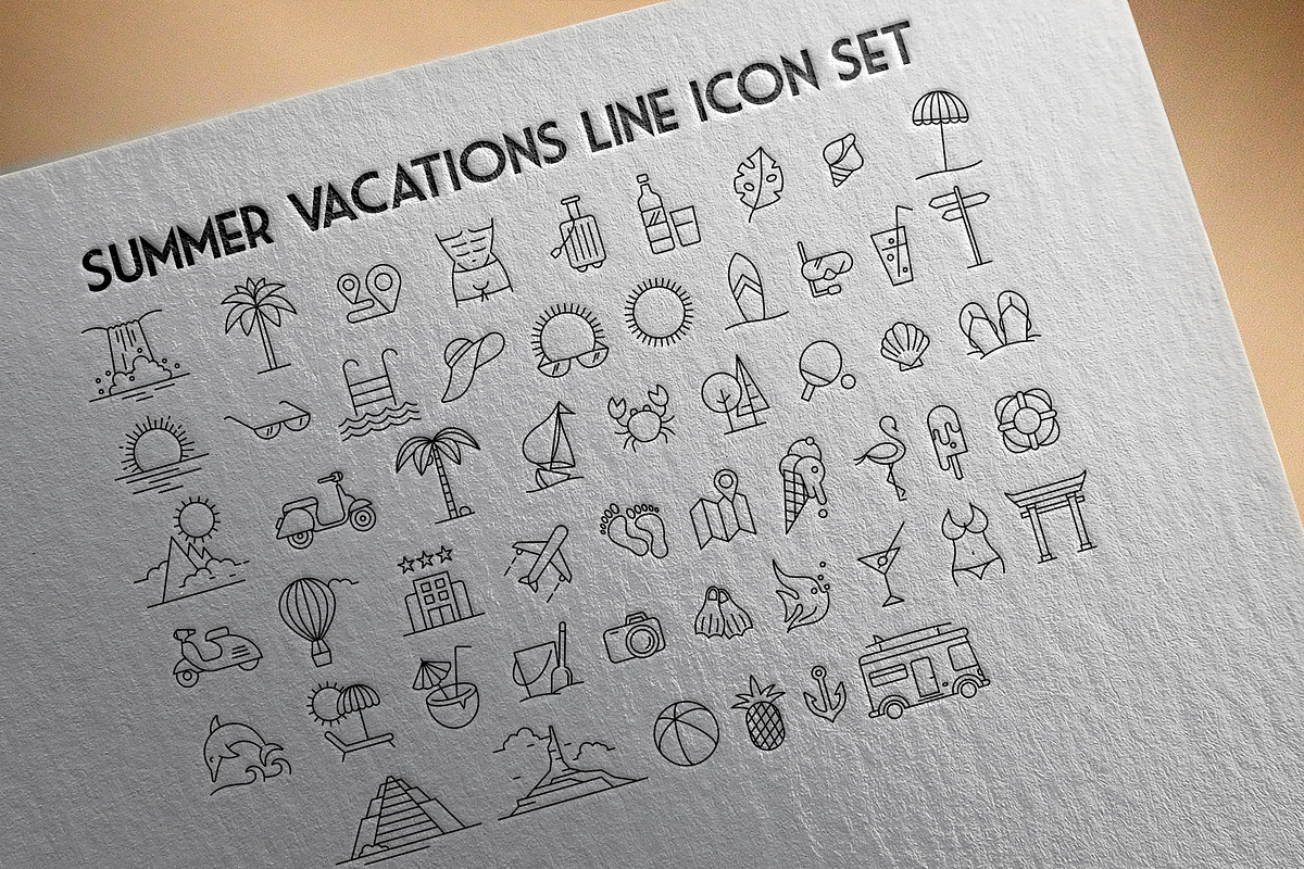 Summer Vacations Line Icon Set, an Outline Icon by FourLeafLover (Photo 3 of 3)