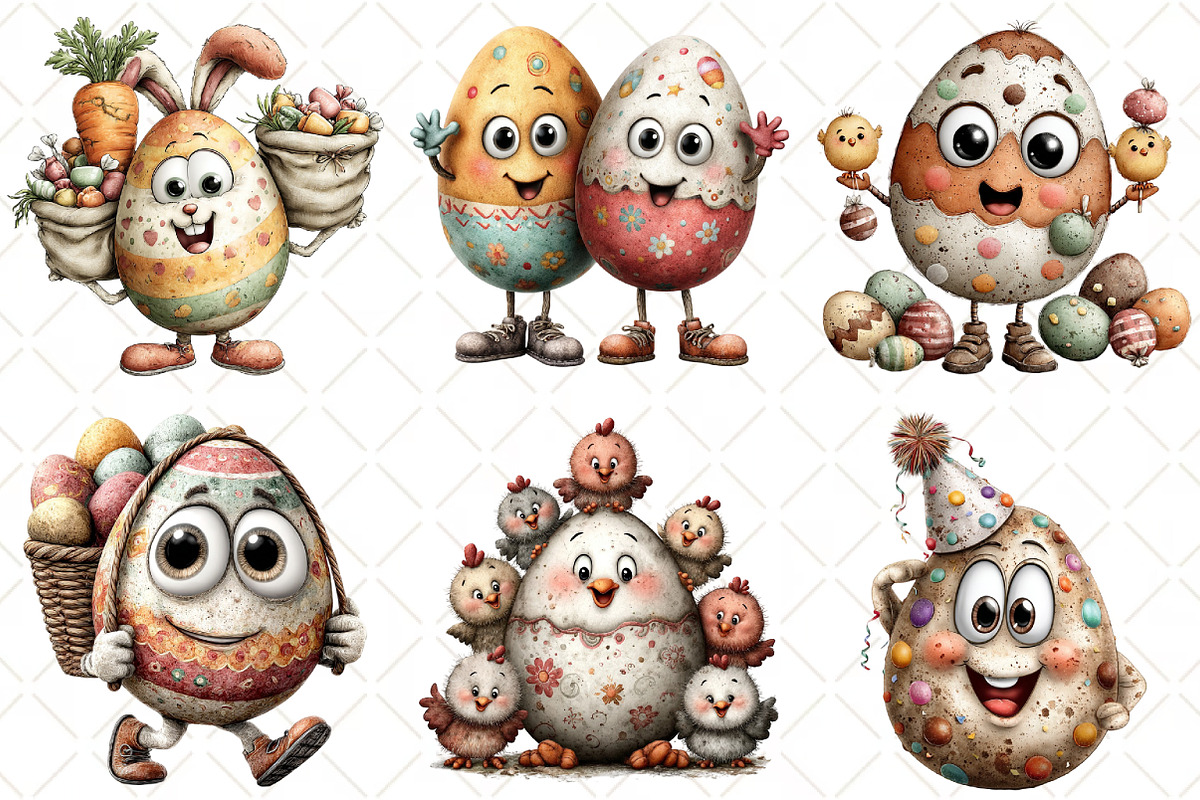 Whimsical Funny Easter Egg Clipart, an Illustration by Black Bird Studio (Photo 3 of 5)