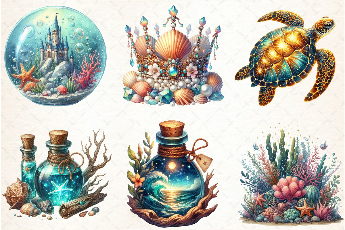 Magical Ocean Sublimation Clipart, an Illustration by Libby Wishes (Photo 5 of 7)