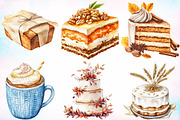 Watercolor Autumn Cake Clipart PNG, a Seasonal Illustration by Canvas Craft (Thumbnail 2 of 4)