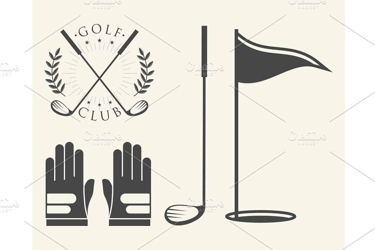 icons set golf club, an Object Illustration by studiogstock